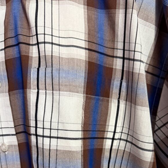 Gioberti Brown, Blue & White Plaid Short Sleeve Button Down Shirt Size XXL - Picture 9 of 11